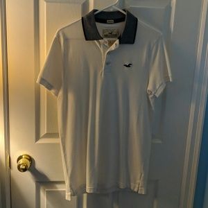 Hollister white stretch polo shirt